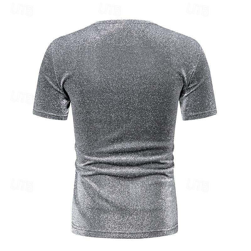 Retro Vintage 1980s Shiny Metallic T-shirt Disco Men's Halloween Carnival Masquerade Performance Club Pride Parade Adults' T-shirt Spring & Summer 2025 - $20.99 –P4