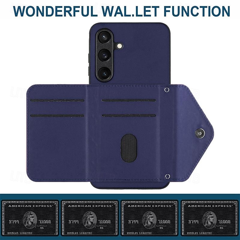 Phone Case For Samsung Galaxy S24 S23 S22 S21 Ultra Plus A55 A35 A25 A15 5G A54 A34 A14 A53 A33 A23 A13 S25 Ultra Back Cover with Stand Holder with Lanyard Card Slot Retro TPU PU Leather 2025 - $19.99 –P5