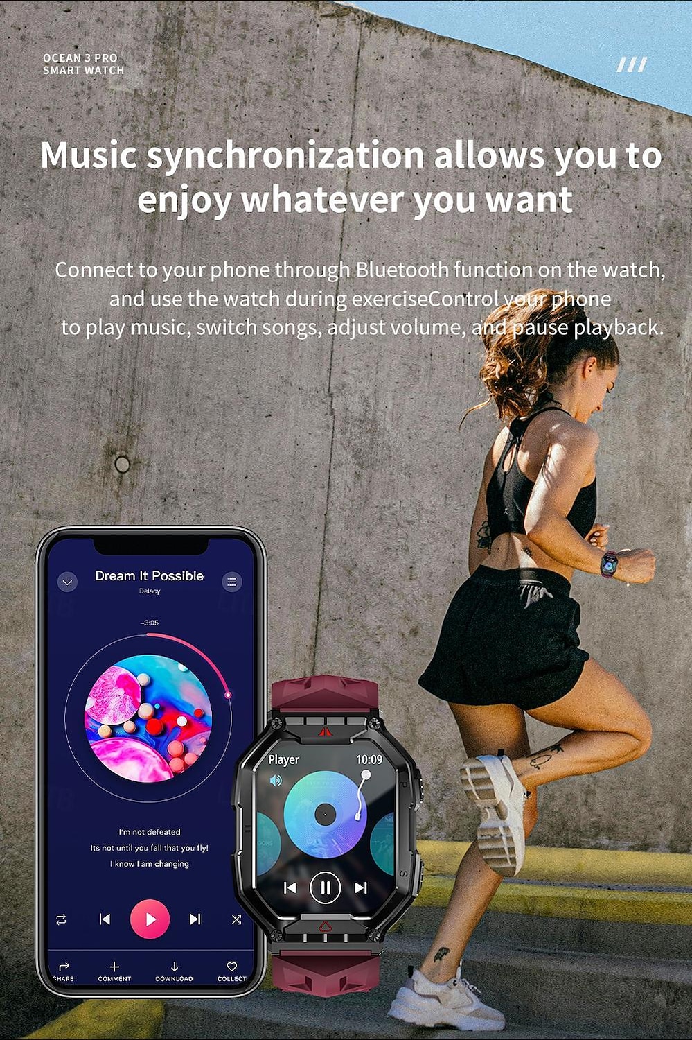 LOKMAT OCEAN 3 PRO Reloj inteligente 2.1 pulgada Smartwatch Reloj elegante Bluetooth Podómetro Recordatorio de Llamadas Seguimiento de Actividad Compatible con Android iOS Mujer Hombre Larga espera 2025 - $42.99 –P18