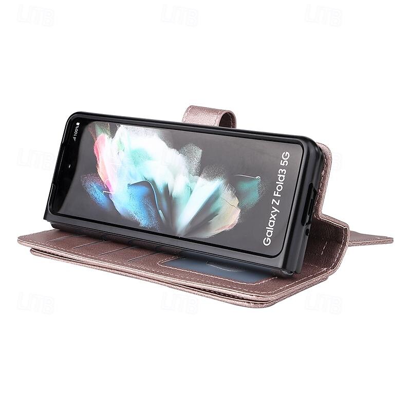 2025年 電話 ケース 用途 サムスンのギャラクシー Z Fold 5 Z Fold 4 Z Fold 3 ウォレットカードケース 磁石バックル 全身保護 キックスタンド レトロ風 TPU PUレザー コレクション – $21.99 –P12