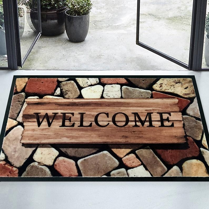 Outdoor Flocked Door Mat Cobblestone Entry Mat Floor Mat Non-Slip Area Rug Oil Proof Rug Indoor Outdoor Mat Bedroom Decor Bathroom Mat 2025 - $30.99 –P1