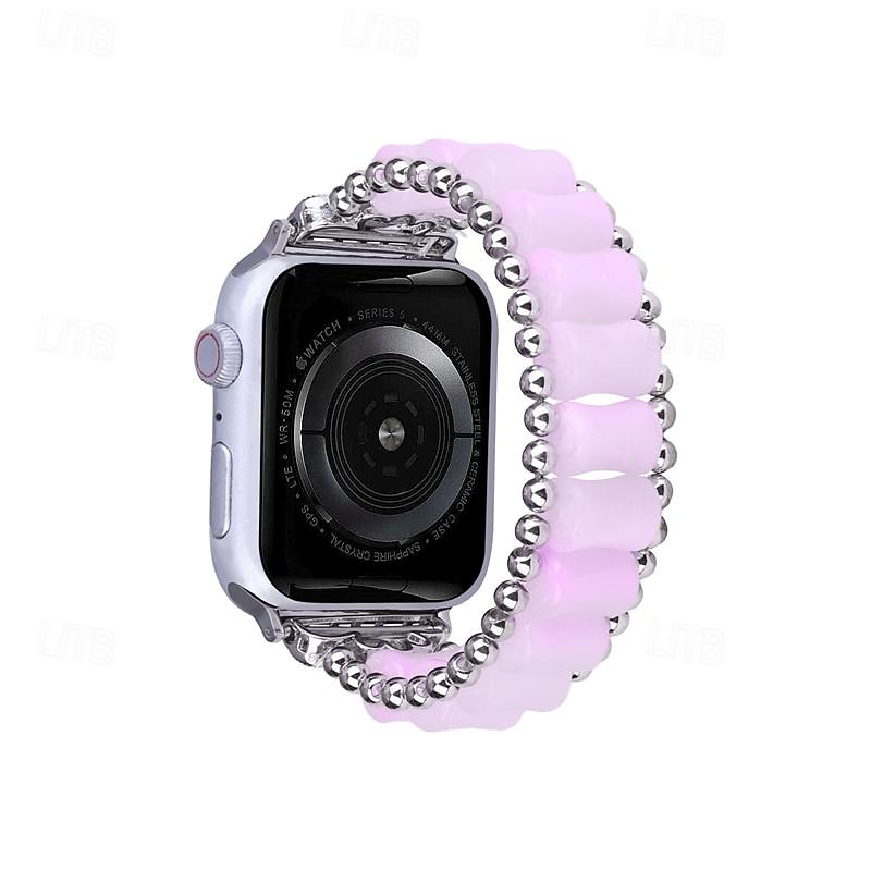 Pulseira de joias Compatível com Pulseira Apple Watch 38mm 40mm 41mm 42mm 44mm 45mm 49mm Com Miçangas Ajustável Respirável Resina pulseira de substituição para iwatch Ultra 2 Series 9 8 7 SE 6 5 4 3 de 2025 por $14.99 –P18