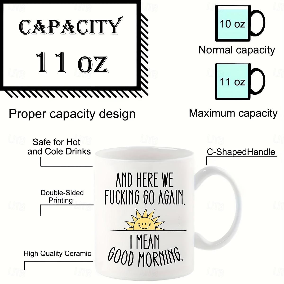 1pc en daar gaan we weer grappige koffiemok - grote keramische beker voor thee- en koffiedrinkers - dubbelzijdig ontwerp - perfect cadeau voor vrienden en interieur 2025 - $15.49 –P4