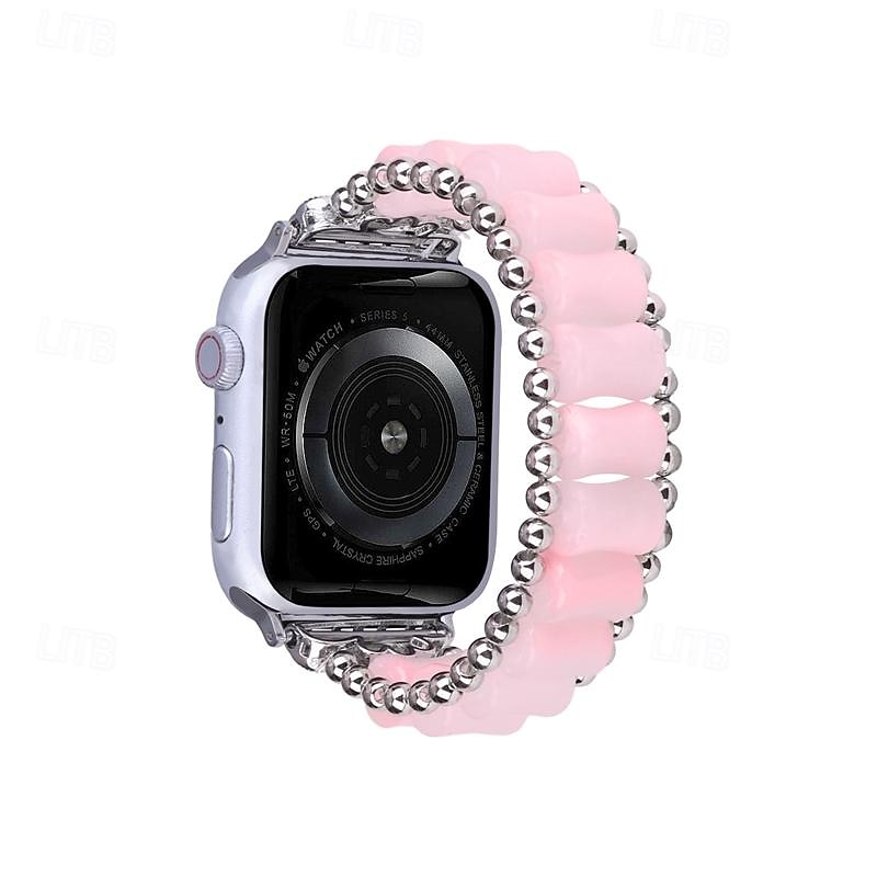 Pulseira de joias Compatível com Pulseira Apple Watch 38mm 40mm 41mm 42mm 44mm 45mm 49mm Com Miçangas Ajustável Respirável Resina pulseira de substituição para iwatch Ultra 2 Series 9 8 7 SE 6 5 4 3 de 2025 por $14.99 –P6