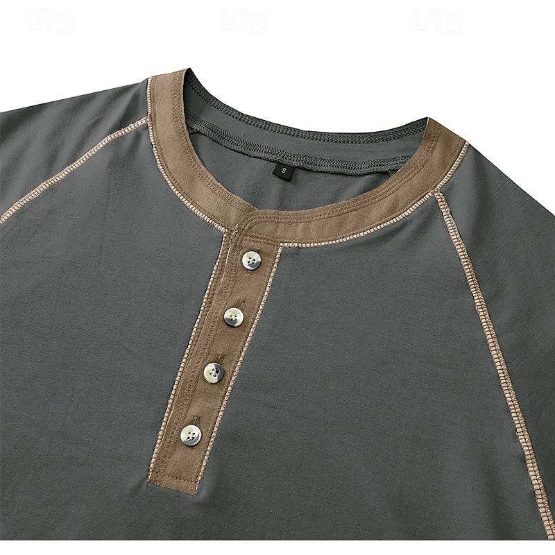 Men's Button T Shirt T Shirt Henley Shirt Short Sleeve Shirt Short Sleeve Henley Summer Color Block Solid / Plain Color Fashion Designer Fashion Vacation Street Going out Dark Grey Wine Black Top Tee 2025 - $26.99 –P1