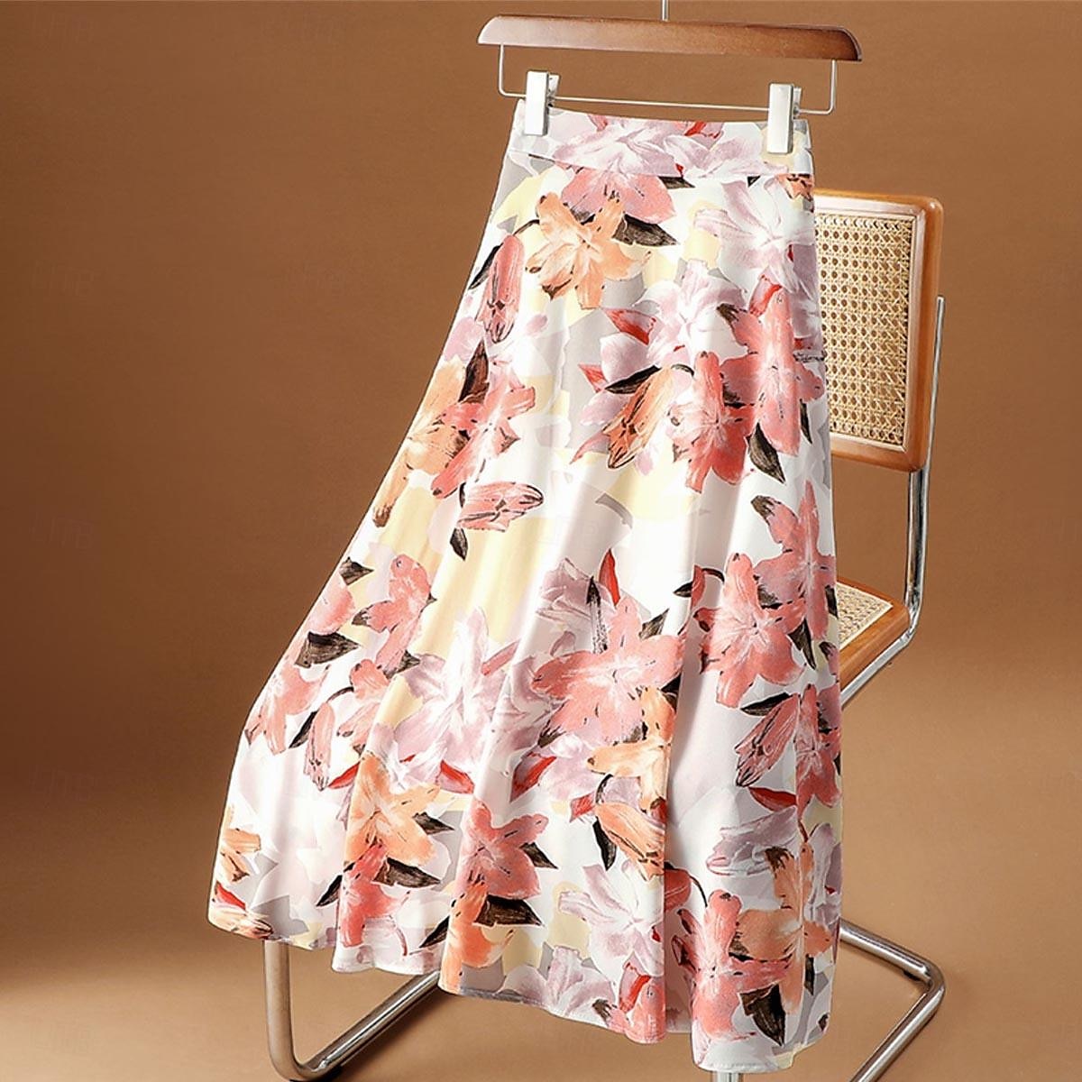 Femme Collants Jupe Mode Décontractées Maxi Taille haute Jupes Floral Imprimer Vacances Rendez-vous Jaune Rose Claire Bleu Eté Mousseline de soie de 2025 ? $23.99 –P9