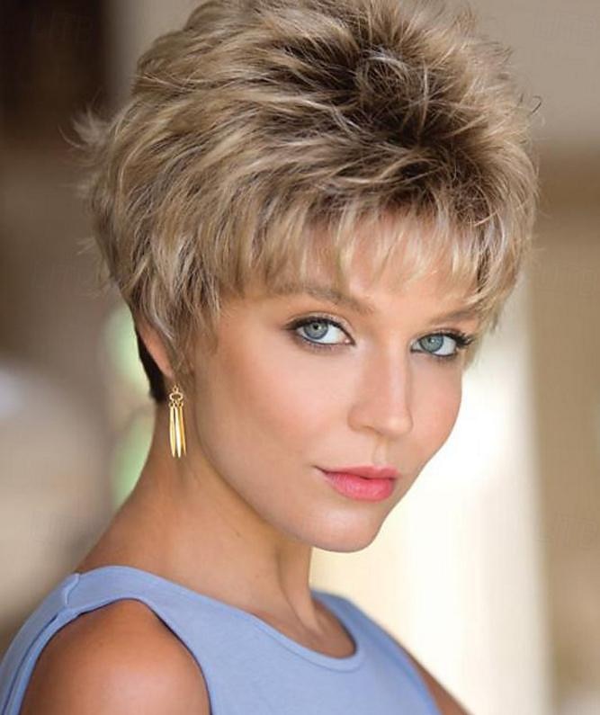 Wig Natural Wave Asymmetrical With Bangs Wig Short Golden Blonde Synthetic Hair Women's Classic Blonde Short Blonde Pixie Cut Wig 2026 - $19.99 –P1