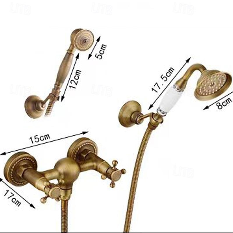 Rubinetto doccia Impostato - Docetta inclusa Stile vintage Ottone antico Esterno Valvola in ottone Bath Shower Mixer Taps del 2025 a $153.99 –P14
