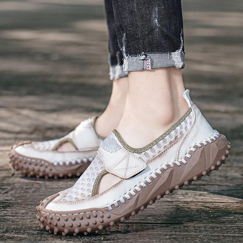 Homens Sandálias sapatos feitos à mão Caminhada Casual Ao ar livre Férias Praia Com Transparência Respirável Confortável Antiderrapante Sem Atacadores Preto Marron Bege Primavera Outono de 2025 por $49.99 -P5