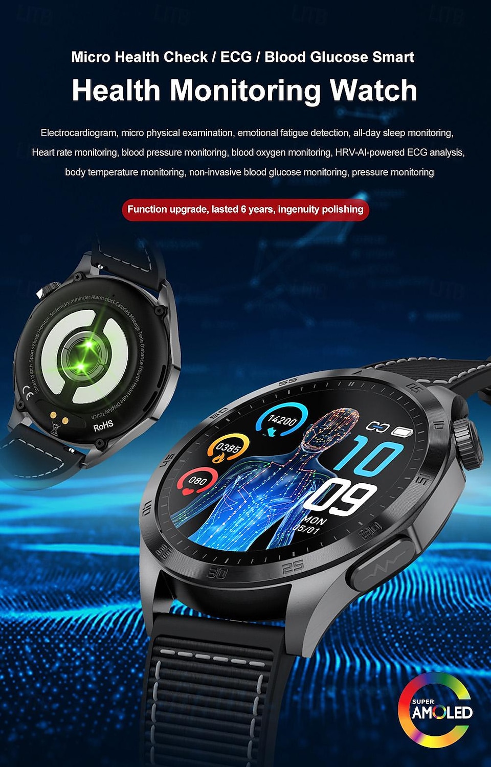 Smart Watch for Men - ECG, Blood Pressure, Body Temperature Monitoring, IP68 Waterproof Fitness Tracker 2025 - $69.99 –P1