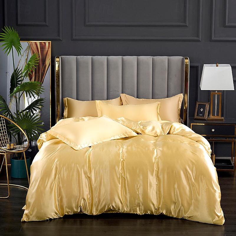 Set copripiumino rinfrescante 3 pezzi lenzuolo rinfrescante set biancheria da letto in raso di seta di lusso con più colori set copripiumino morbido tinta unita 1 copripiumino 2 federe del 2025 a $37.99 –P3