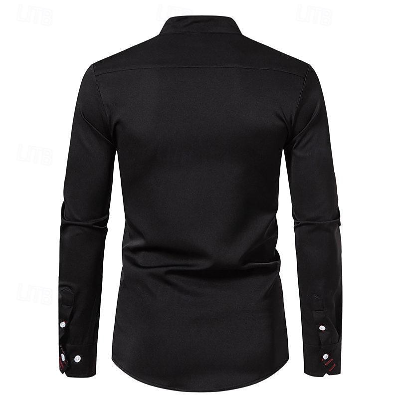 Per uomo Camicia Camicia con colletto cinese Camicia con colletto alla coreana Camicia Estiva Camicia casual Camicia da Spiaggia Nero Bianco Vino Manica Lunga Paisley Blocco di colori Colletto alla del 2026 a $36.99 –P7