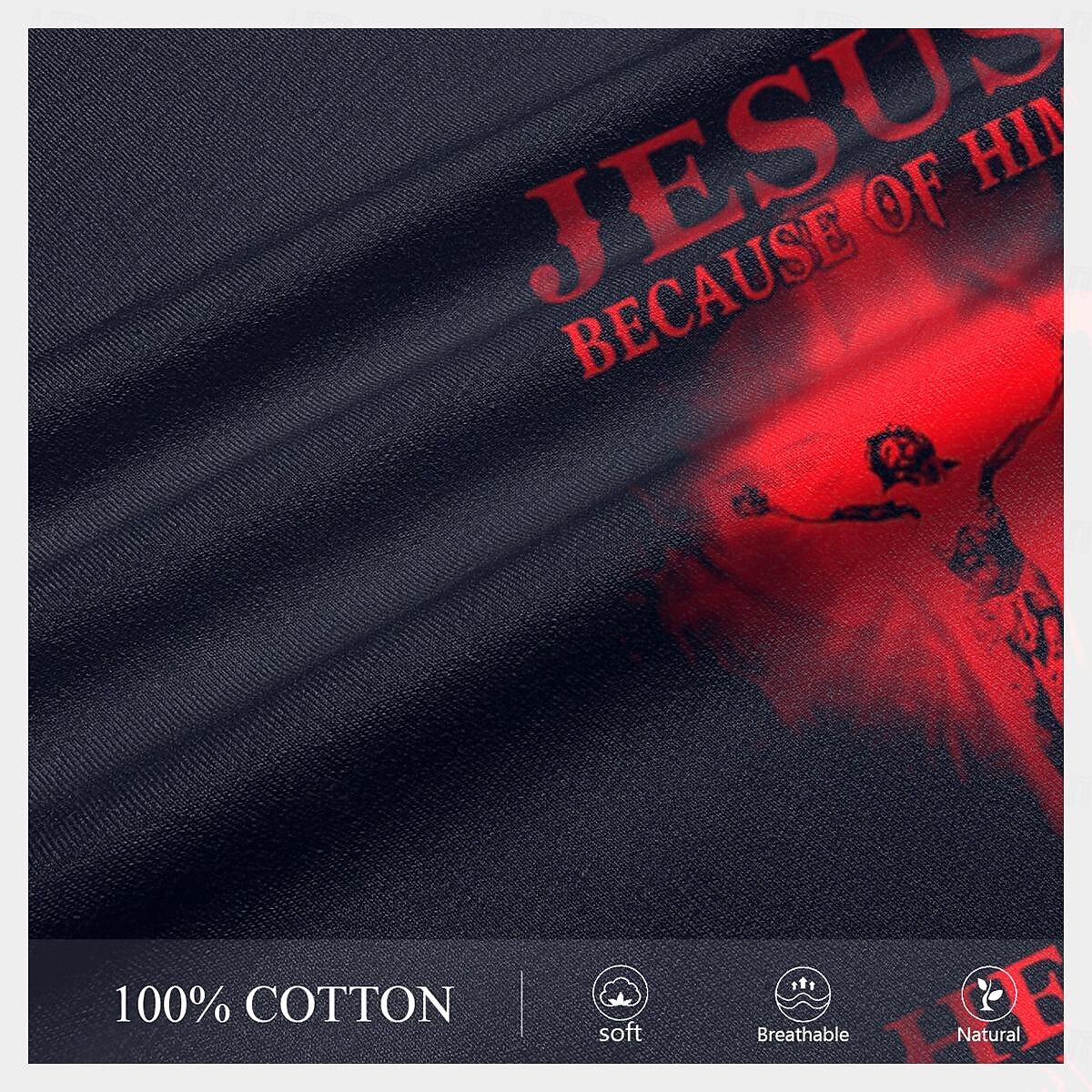 Men's Quotes & Sayings Cross Jesus Letter Print T Shirt Tee Top 100% Cotton Short Sleeve Graphic Shirt Black 1 Black Navy Blue Comfortable Tee Street Sports Outdoor Fashion Designer Clothing 2025 - GBP £13 –P6