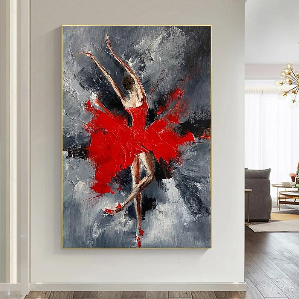 pictură în ulei pictată manual dreptunghi artă perete dansatoare abstractă pictură pe pânză decorarea casei decor cadru întins gata de agățat 2025 - $131.99 –P4