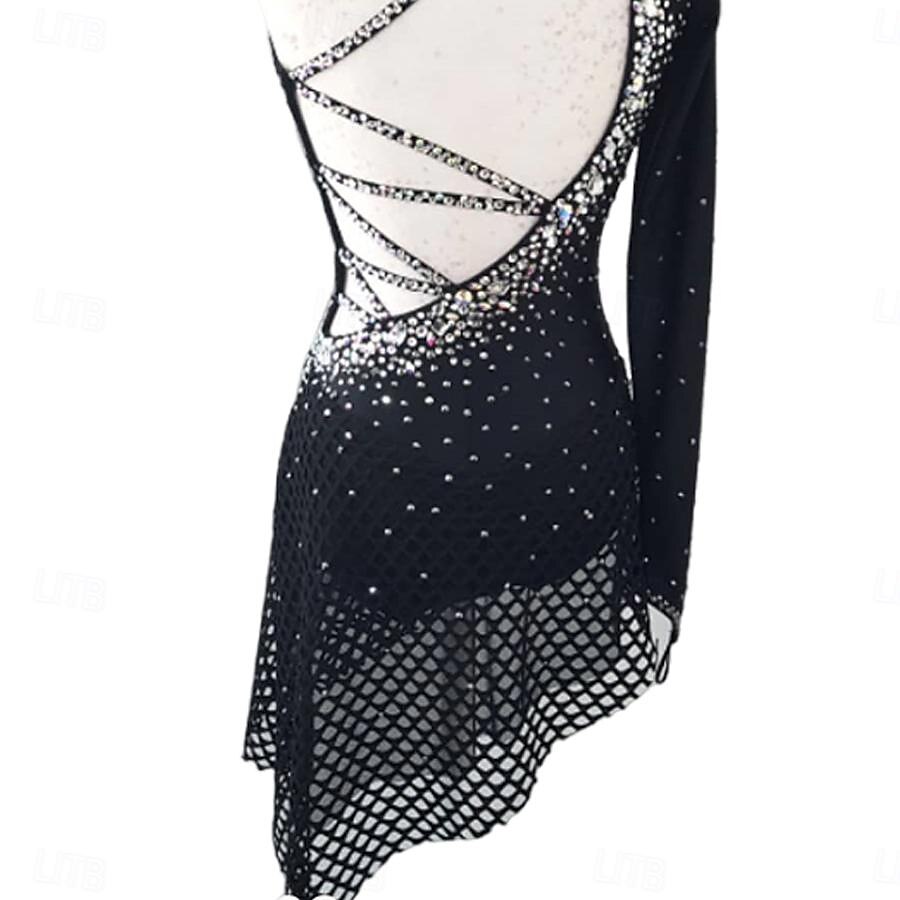 Latein-Tanz Kleid Kristalle / Strass Damen Mädchen Leistung Ausbildung Langarm Hoch Elastisches Garn 2025 - $174.99 –P5