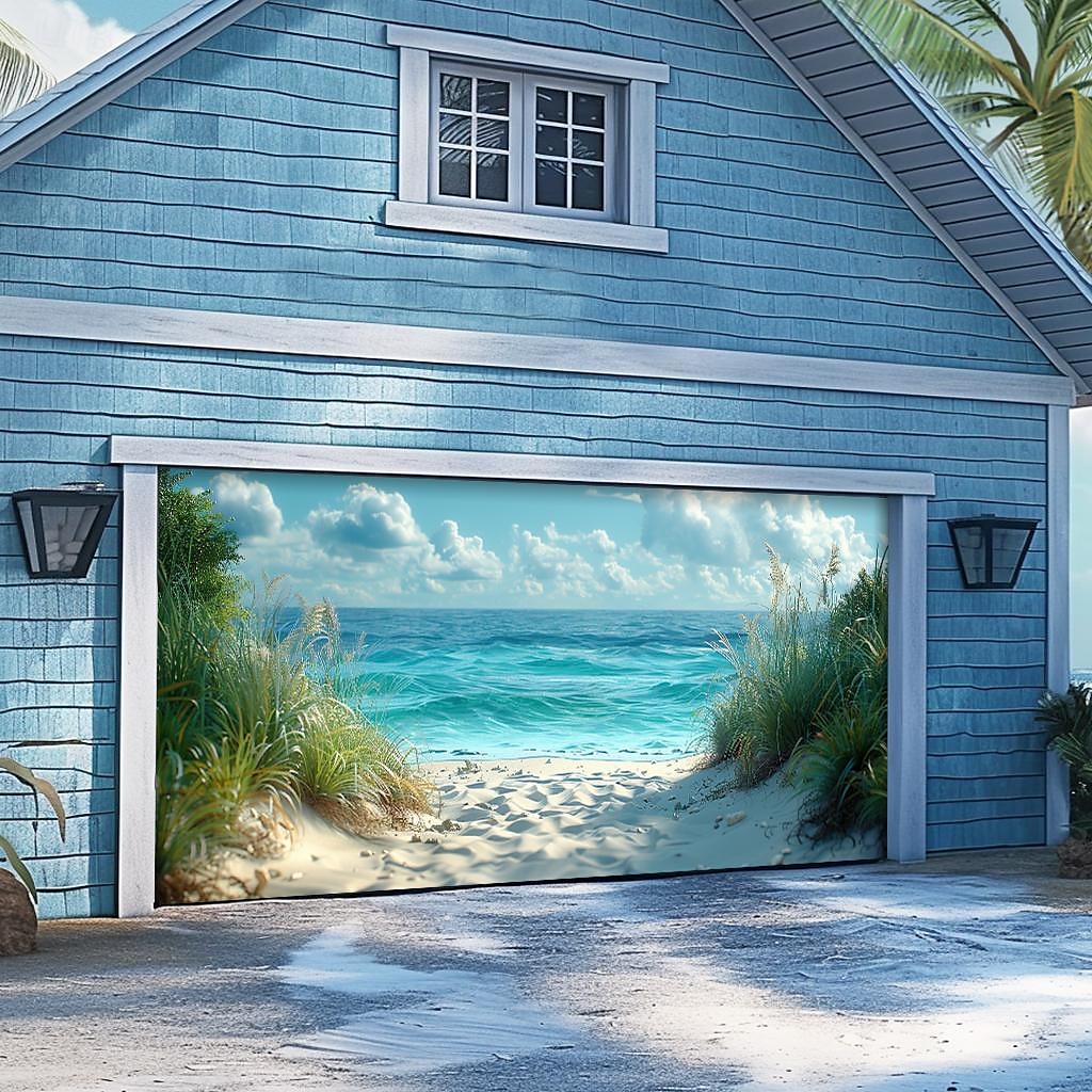 letnie wakacje na plaży baner na osłonę drzwi garażowych piękna duża dekoracja tła na zewnętrzne drzwi garażowe dekoracje ścienne domu impreza impreza parada 2025 - $33.99 –P14