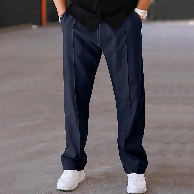 Per uomo Pantaloni della tuta Pantaloni A cordoncino Vita elastica Gamba dritta Liscio Comfort Sportivo Giornaliero Di tendenza Informale Verde militare Nero Media elasticità del 2026 a $21.99 –P4