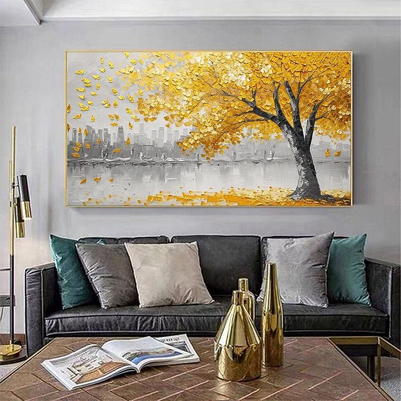 3D gold oil painting Hand Painted Canvas gold  Flower Art painting hand painted Abstract Landscape Texture gold tree Oil Painting Tree Planting wall Painting Bedside Painting Bedroom Art Spring decor 2026 - $88.99 –P5