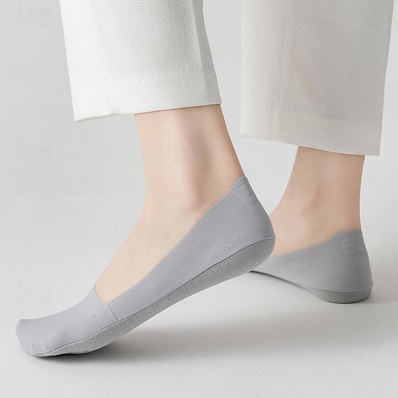 5 unids/set calcetines náuticos de seda de hielo calcetines finos antideslizantes de primavera y verano para mujer calcetines inferiores de algodón tacones altos calcetines invisibles de boca poco 2025 - $10.99 –P4