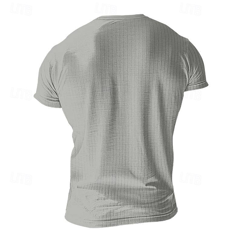 Men's Button T Shirt T Shirt Henley Shirt Tee Short Sleeve V Neck Spring & Summer Plain Pit Strip Fashion Designer Basic Vacation Street Going out Wine Black White Top Tee for Men 2025 - $12.49 –P20