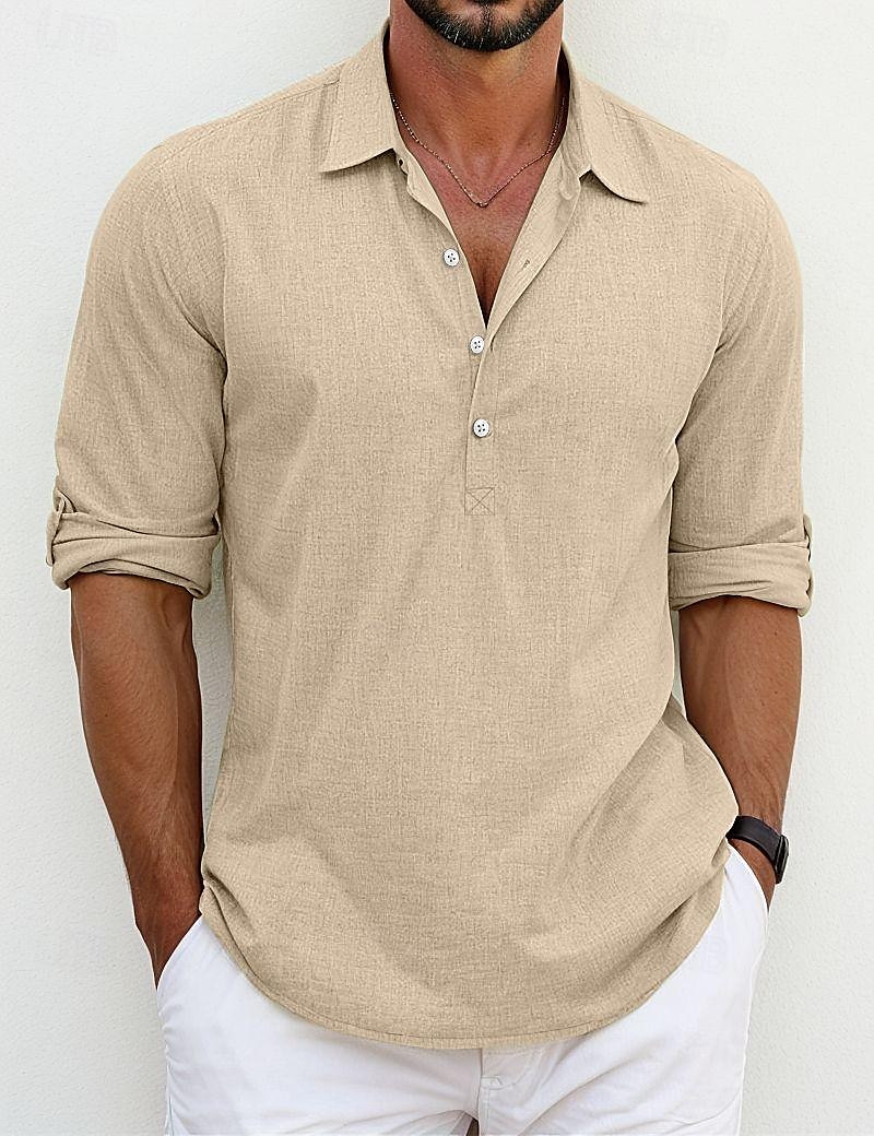 Per uomo Camicia Camicia di lino Camicia Estiva Abbigliamento da spiaggia Camicia con Bottoni Semplice Vacanza Casuale Nero Bianco Blu Verde Manica Lunga Bavero Primavera & Estate Abbigliamento del 2025 a $22.99 –P7