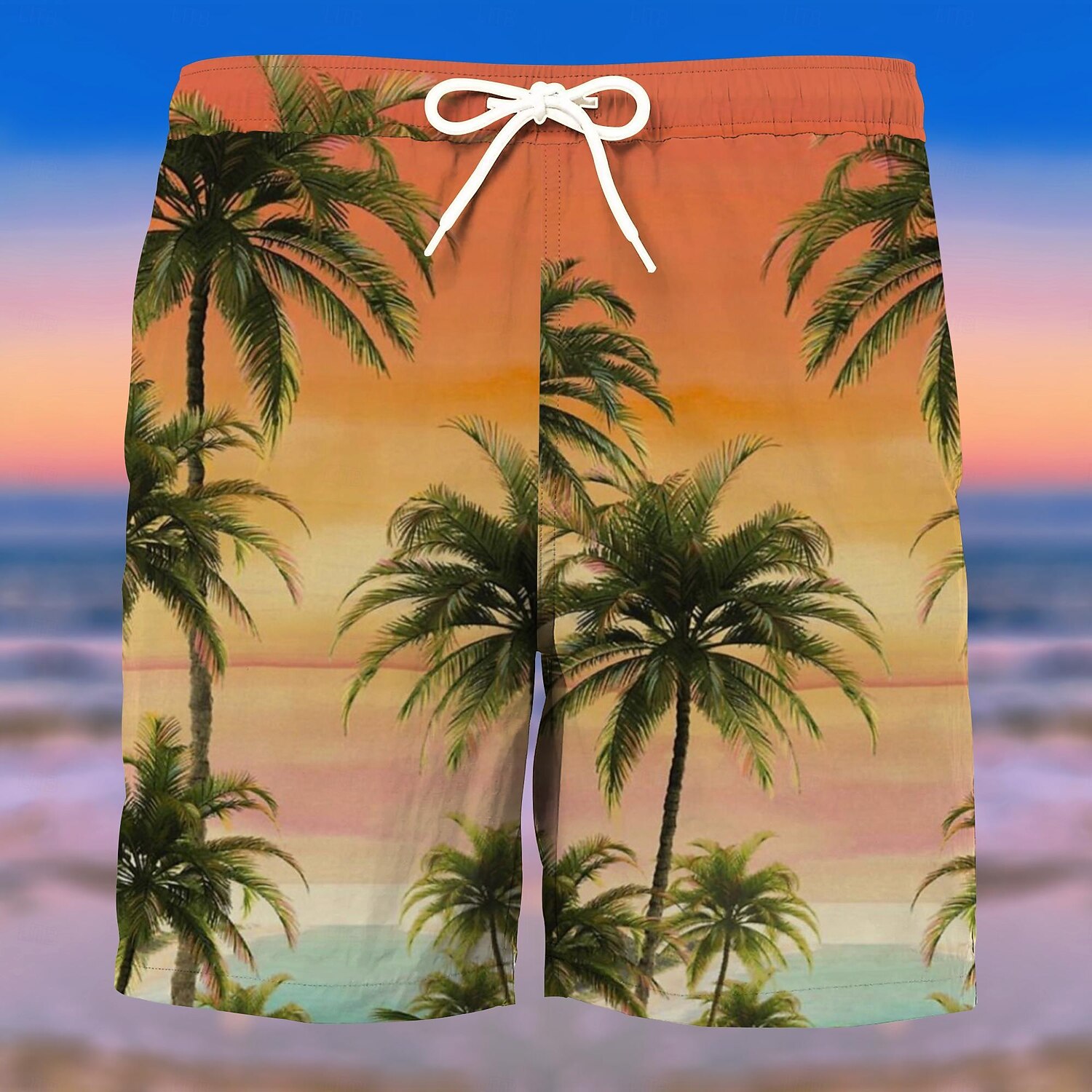 Men's Graphic Coconut Tree Swim Trunks Swim Shorts Board Shorts Mid Waist Fashion Streetwear Designer Casual Daily Holiday Pocket Drawstring Elastic Waist Designer Clothing Apparel 2025 - AED 68.05 –P4