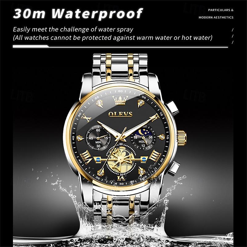 New Olevs Brand Men'S Watch Luminous Chronograph 24-Hour Indication Quartz Watch Business Steel Belt Men'S Waterproof Wristwatch 2025 - $34.99 –P9