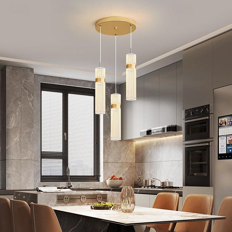 3 lumières 5 lumières 28 cm Conception unique Conception de l'île Lampe suspendue Acrylique Acrylique Plaqué Finitions Peintes Moderne Style nordique 85-265V de 2025 ? $313.29 –P4