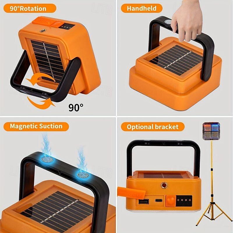1pc LED Portable Solar Work Light, Rechargeable Magnetic Light, Emergency Worklight with 4 Light Modes for Power Failure, Car Repair, Camping, Construction Job Site 2025 - $15.99 –P2