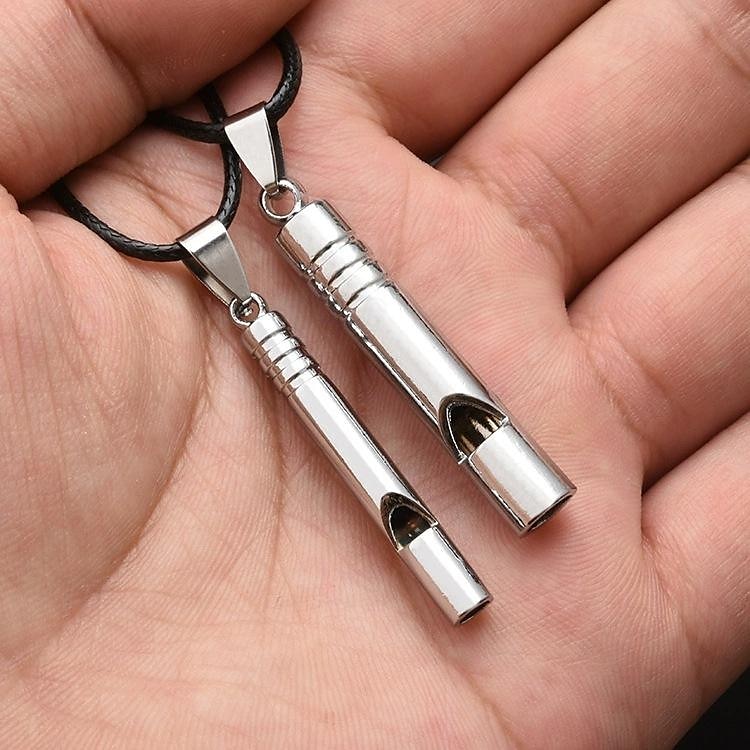 Vintage Titanium-Coated Stainless Steel Whistle Handcrafted Zinc Alloy Referee Survival Whistle Keychain Pendant - Essential Outdoor Gear 2025 - $6.99 –P1