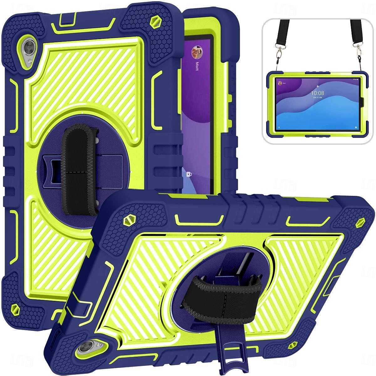 Tablet Case Cover For Lenovo M10 HD 2nd Gen 10.1" TB-X306 Portable Handle 360° Rotation Armor PC Silicone 2025 - $29.99 –P2
