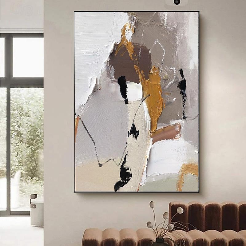strukturierte handgemalte Leinwand gewickelt Ölgemälde Wandkunst orange weiß schwarz abstrakte Leinwand Malerei modernes Kunstwerk Öl Hand Malerei Home Interior Rahmen fertig zum Aufhängen 2025 - $131.99 –P5