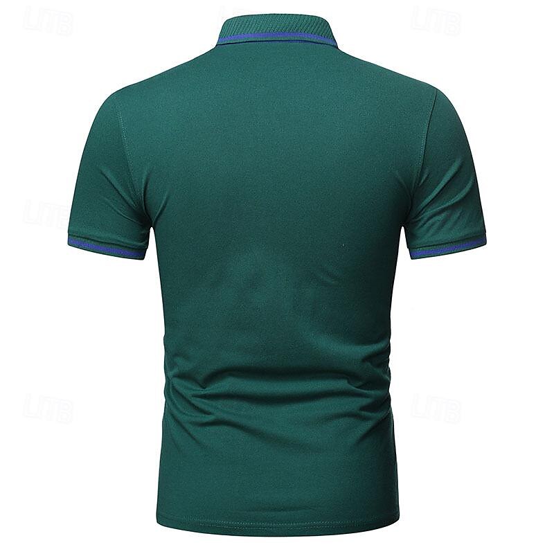 Herr Golftröja golfpolo Arbete Ledigt Kavajslag Kortärmad Grundläggande Modern Slät Lappverk Knapp Vår & sommar Normal Svart Vit Gul Ljusgrön Röd Marinblå Golftröja 2025 - $17.99 –P6