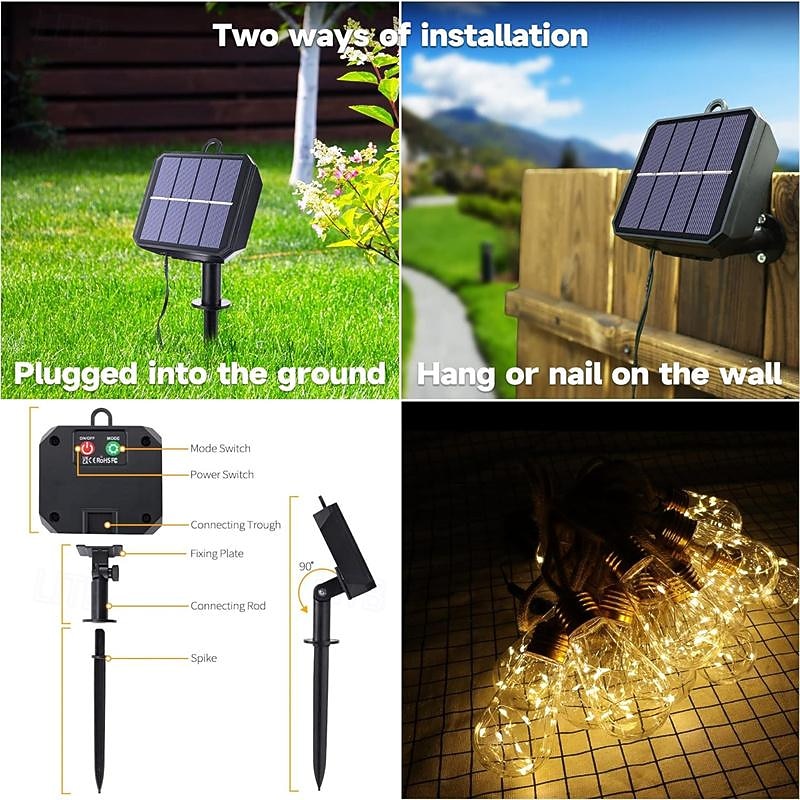 waterdichte henneptouw lichtsnoeren, 8m 160 led zonne-tuinverlichting voor kerstversiering 2026 - $71.99 –P4
