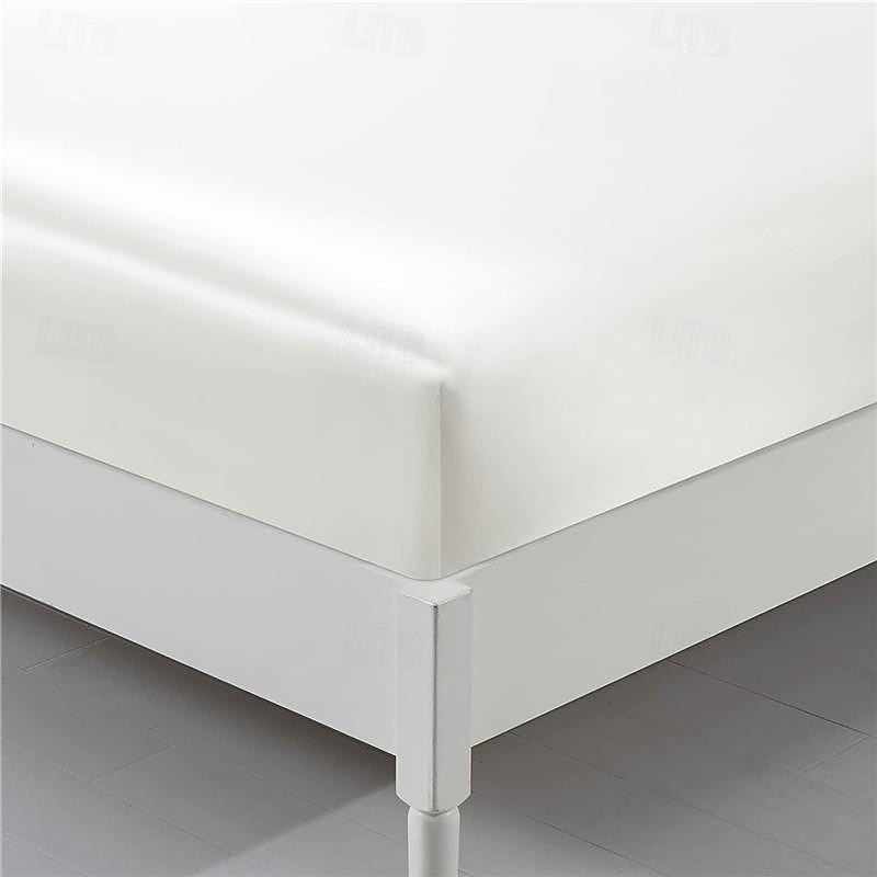 Cooling Satin Fitted Sheet Solid Color Mattress Cover with Elastic Band Bedsheet Single Double Queen King Size Fit Sheet 2025 - $18.49 –P4