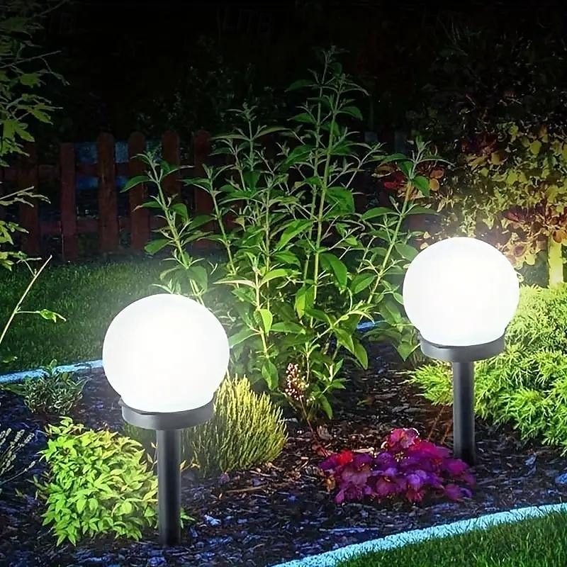 3 Stück Solar-Gartenlicht, kleines weißes Kugellicht, rundes Kugellicht, LED-Außendekoration, Landschaftsgarten, Villa, Rasenlicht, Bodensteckerlicht, wasserdicht 2025 - $24.99 –P3