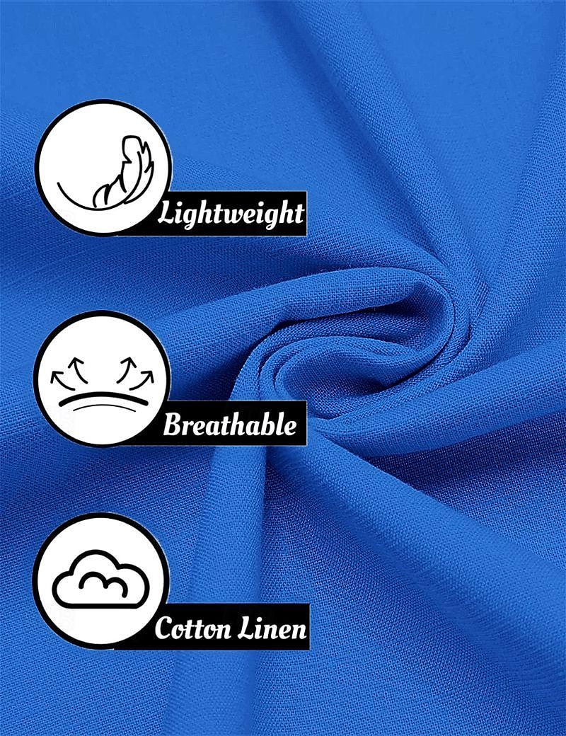 Per uomo Camicia Camicia di lino Camicia Guayabera Camicia popover Camicia Estiva Abbigliamento da spiaggia Semplice Vacanza Casuale Bianco Blu marino Blu Cachi Manica Corta Colletto Estate del 2025 a $21.99 –P2