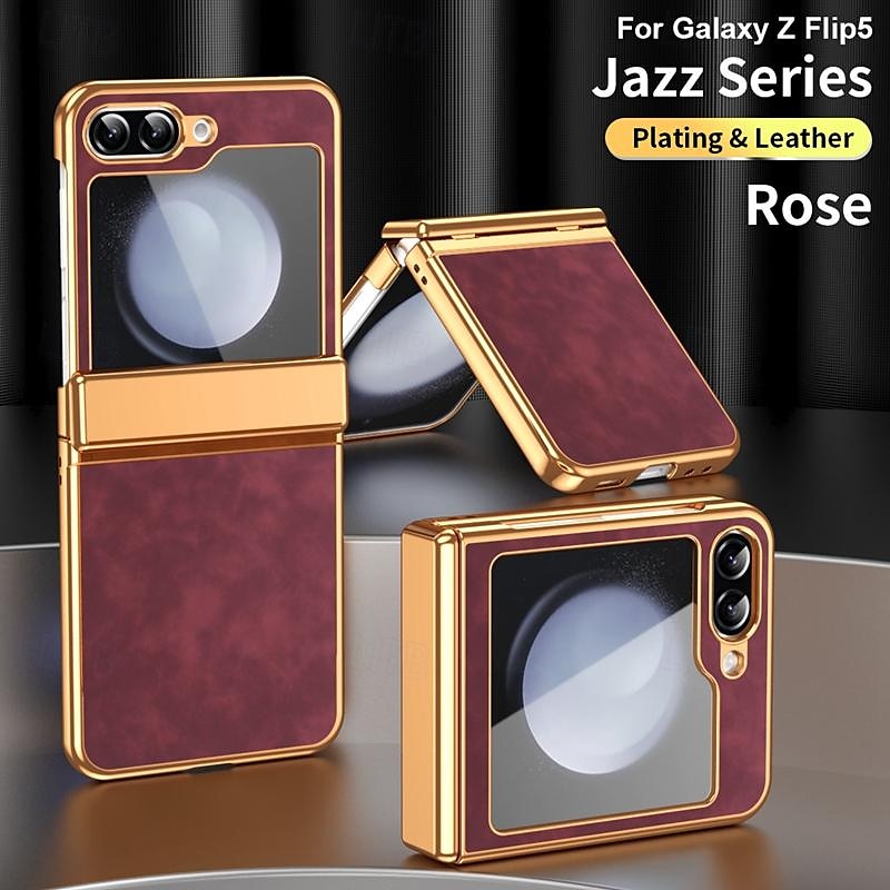 Phone Case For Samsung Galaxy Z Flip 6 Z Flip 5 Z Flip 4 Z Flip 3 Flip Cover Shockproof Retro Plating PC PU Leather 2025 - $23.99 –P12