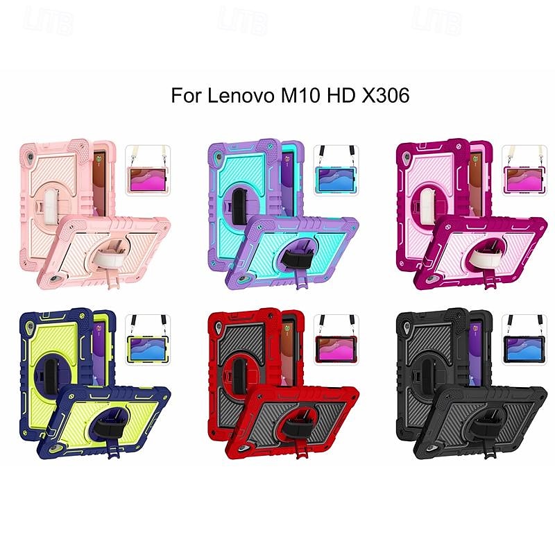 Tablet Case Cover For Lenovo M10 HD 2nd Gen 10.1" TB-X306 Portable Handle 360° Rotation Armor PC Silicone 2025 - $29.99 –P1