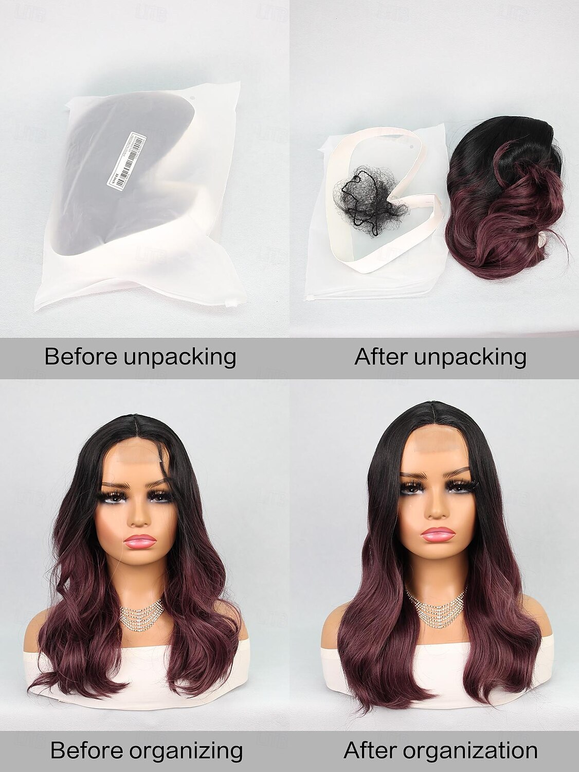 Synthetic Lace Wig Wavy Style 18 inch Multi-color Middle Part U Part Wig Women's Wig Black / Purple 2025 - $26.99 –P6