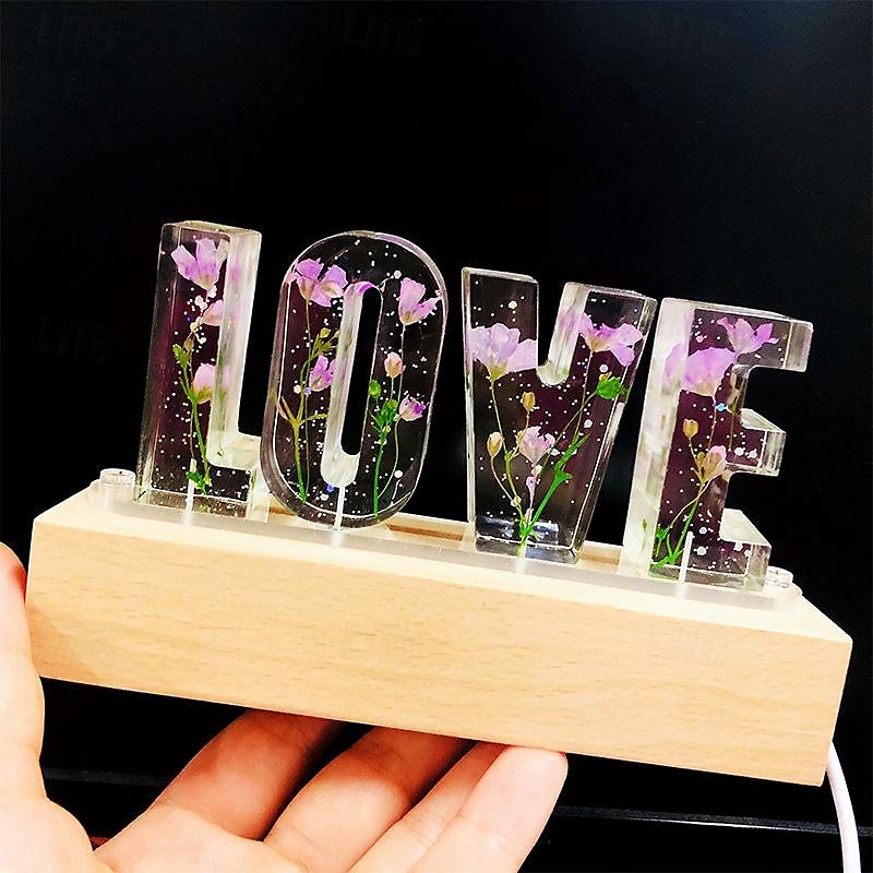 Resin Letter Night Lights, Resin Dried Flower Light Birthday Gift, Personalized Flower Lamp, Name Lamp, Gift for Her, Home Decoration 2025 - $30.99 –P5