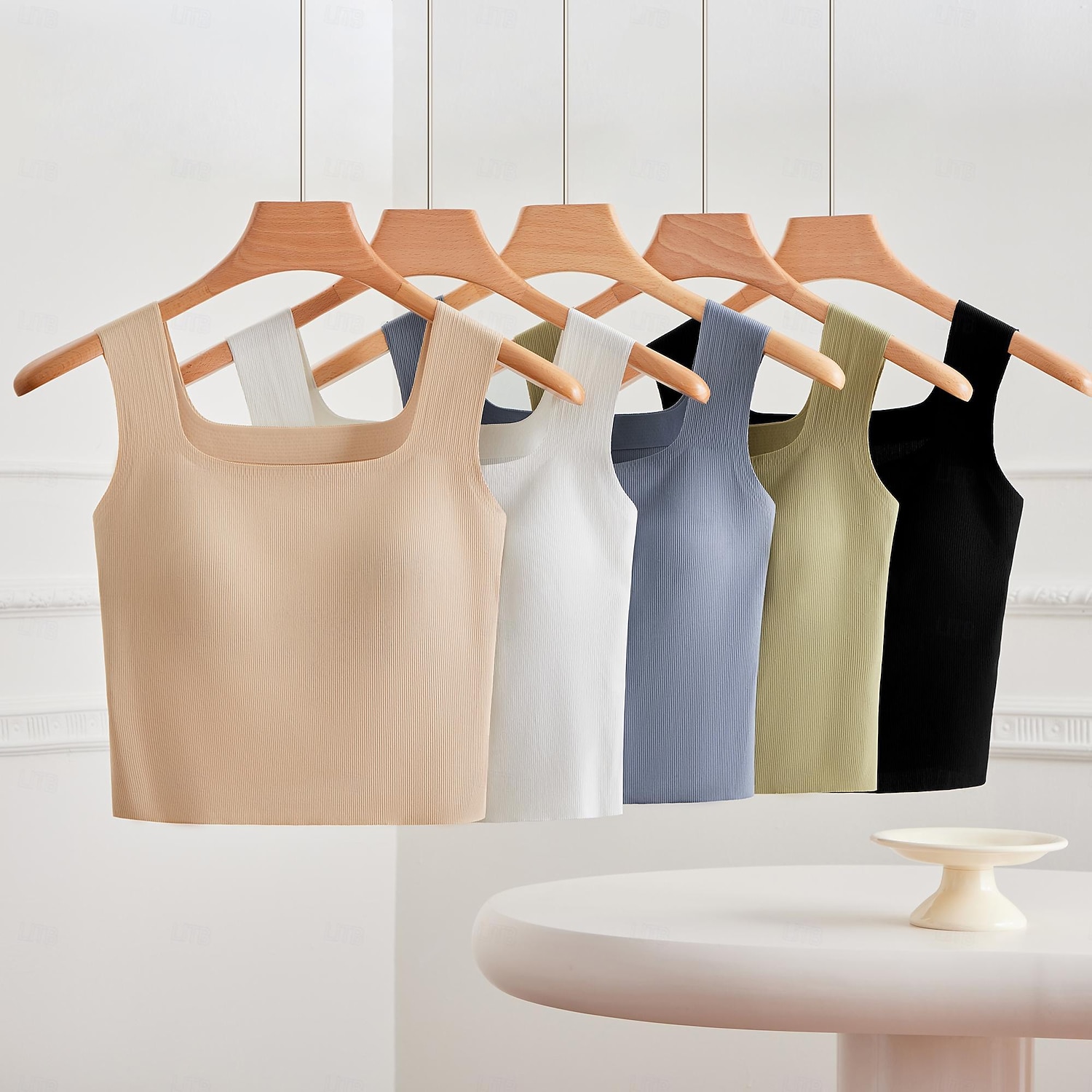 Canottiera Donna Top Senza Maniche Basic Regular Collo Quadrato Nera Bianca Blu Verde Beige Estate del 2026 a $17.49 –P5