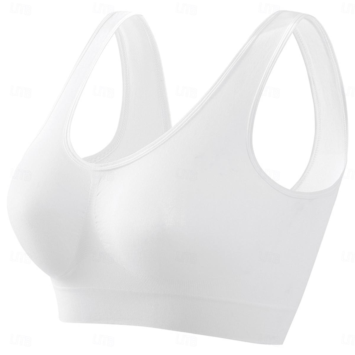 Top feminino cor pura esporte básico academias em casa nylon respirável v aro sem mangas sutiã almofadas no peito verão primavera roupas para casa de 2026 por $14.49 –P1