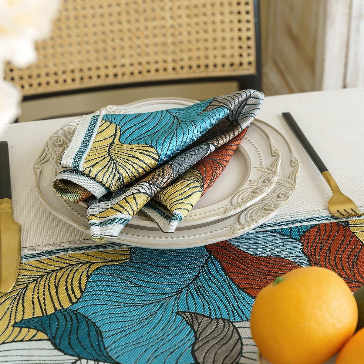 Wide Border Jacquard Table Runner with Messy Colorful Leaves 71/79/87inch Long 2025 - $20.99 –P3