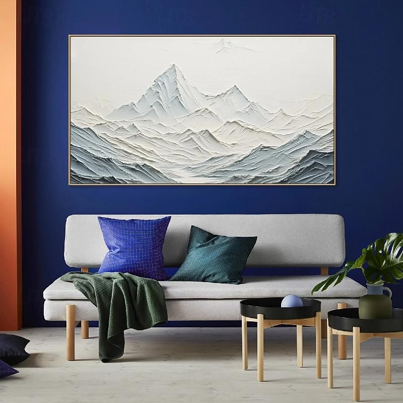 dipinto a mano 3d bianco neve montagna dipinto su tela stile intonaco fatto a mano pittura di arte della parete strutturata dipinto a mano pittura a olio wabi-sabi per soggiorno boho moderno del 2025 a $116.99 –P6