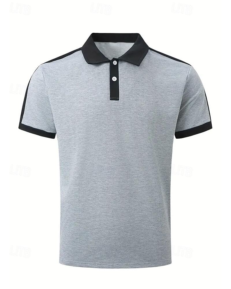 Men's Golf Shirt Golf Polo Work Casual Lapel Short Sleeve Basic Modern Color Block Patchwork Button Spring & Summer Regular Fit Wine Navy Blue sky blue Gold Beige Coffee Golf Shirt 2025 - $18.99 –P5