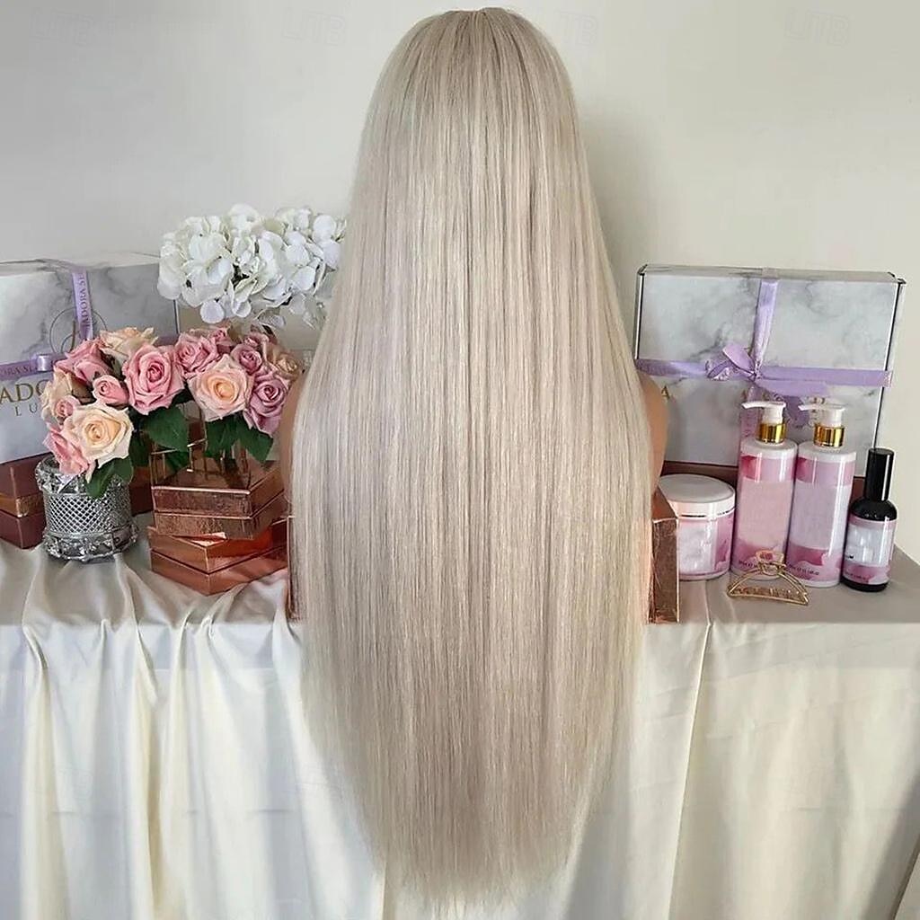 popelavá blond rovná remy krajka z lidských vlasů přední paruka natrhaná brazilské panenské vlasy krajka z lidských vlasů paruky s dětskými vlásky pro ženy 2025 - $352.89 –P5