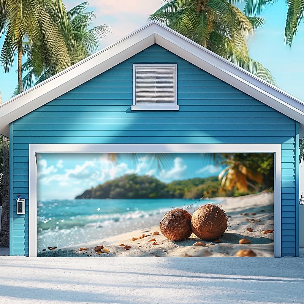 letnie wakacje na plaży baner na osłonę drzwi garażowych piękna duża dekoracja tła na zewnętrzne drzwi garażowe dekoracje ścienne domu impreza impreza parada 2025 - $33.99 –P10