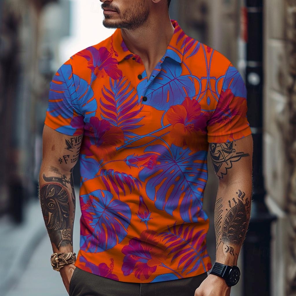 Per uomo Grafico Neon Polo Maglia da golf Manica Corta Magliette polo Camicie con Colletto Casual Abbigliamento da vacanza Abbigliamento da rave Abiti da festa Bottoni Stampa 3D Primavera & Estate del 2026 a $23.99 –P4