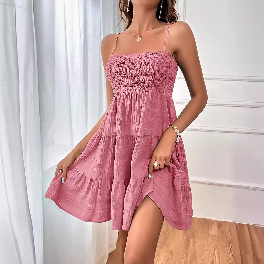 Mulheres Vestido midi Vestido de chiffon Vestidos Boho Chic Vestido elegante Elegante Boêmia Vintage Férias Diário Encontro Normal Tecido Sem Manga Com Alças Finas Preto Rosa Azul Verde Verão de 2025 por $31.99 –P1